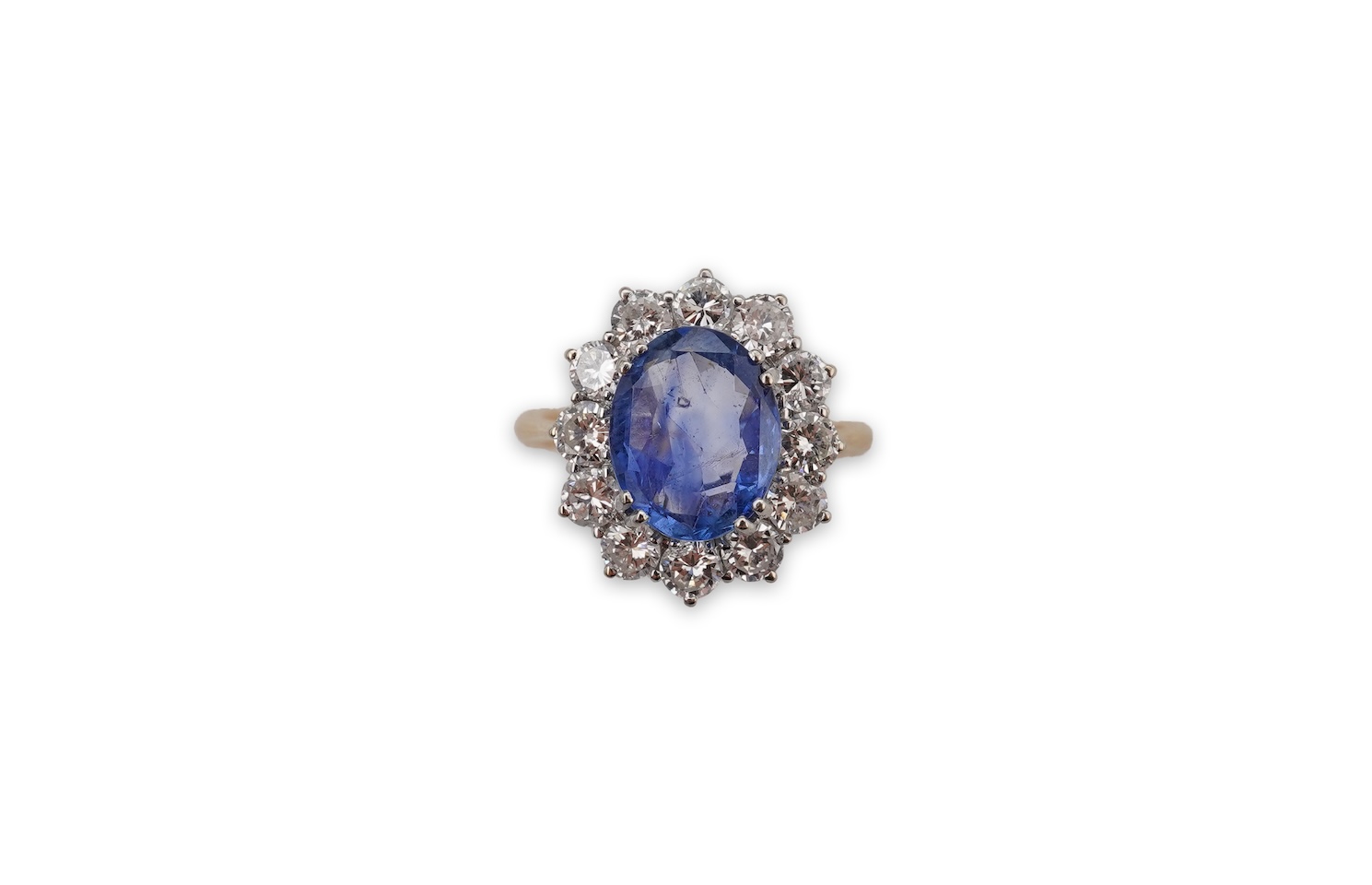 A sapphire and diamond cluster ring